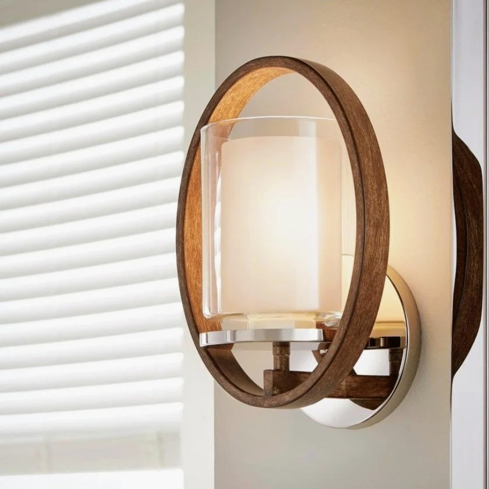 Modern Wall Sconce with Wood and Glass